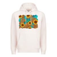 Pale Pink sunflower turquoise and  leather background Premium Hoodie - Artiststas