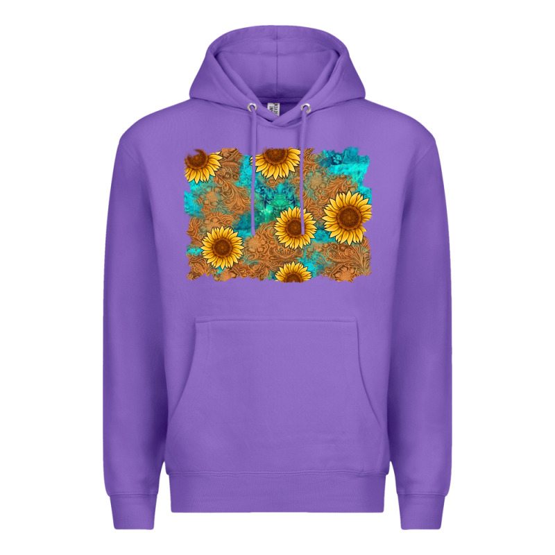Sunflower Turquoise And  Leather Background Premium Hoodie by Artiststas | Teevron