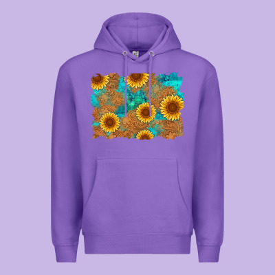 Sunflower Turquoise And  Leather Background Premium Hoodie Designed By Artiststas