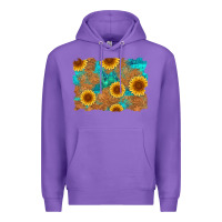 Purple sunflower turquoise and  leather background Premium Hoodie - Artiststas