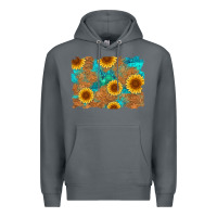 Rock sunflower turquoise and  leather background Premium Hoodie - Artiststas