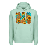 Seafoam sunflower turquoise and  leather background Premium Hoodie - Artiststas