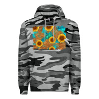 Slate Camo sunflower turquoise and  leather background Premium Hoodie - Artiststas