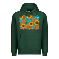 Sports Green sunflower turquoise and  leather background Premium Hoodie - Artiststas