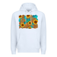 White sunflower turquoise and  leather background Premium Hoodie - Artiststas