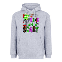 Heather Grey eat drink and be scary Heavyweight Hoodie - Zillion Design Studio
