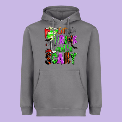 Eat Drink And Be Scary Heavyweight Hoodie Designed By Zillion Design Studio