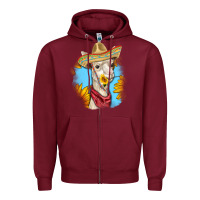 Burgundy Sombrero Llama Zipper Hoodie - RanaPortraitStore