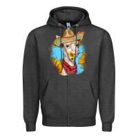 Charcoal Heather Sombrero Llama Zipper Hoodie - RanaPortraitStore