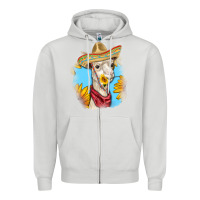 Dove Grey Sombrero Llama Zipper Hoodie - RanaPortraitStore