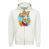 Oatmeal Heather Sombrero Llama Zipper Hoodie - RanaPortraitStore