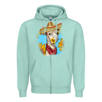 Seafoam Sombrero Llama Zipper Hoodie - RanaPortraitStore