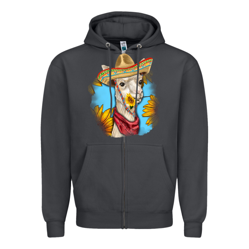 Sombrero Llama Zipper Hoodie by RanaPortraitStore | Teevron