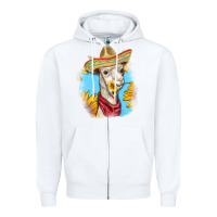 White Sombrero Llama Zipper Hoodie - RanaPortraitStore