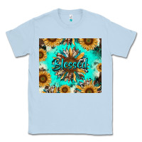 Dusty Blue blessed sunflowers Classic Tee - RanaPortraitStore