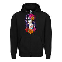 Black sugar skull girl Zipper Hoodie - RanaPortraitStore