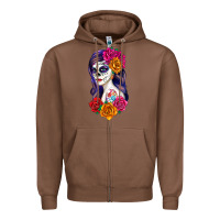 Chestnut sugar skull girl Zipper Hoodie - RanaPortraitStore