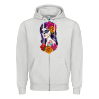 Dove Grey sugar skull girl Zipper Hoodie - RanaPortraitStore