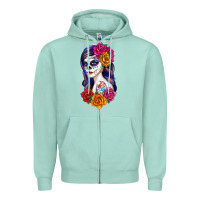 Seafoam sugar skull girl Zipper Hoodie - RanaPortraitStore