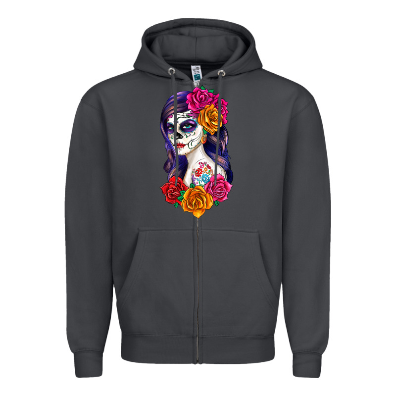 Sugar Skull Girl Zipper Hoodie by RanaPortraitStore | Teevron