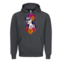 Smoke sugar skull girl Zipper Hoodie - RanaPortraitStore