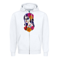 White sugar skull girl Zipper Hoodie - RanaPortraitStore