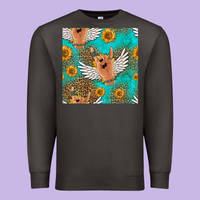 Rock N Roll Hands Seamless Pattern Premium Sweatshirt Designed By Hra Design Shop