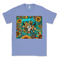 Colony Blue bull skull sunflowers Classic Tee - RanaPortraitStore