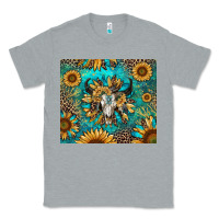 Heather Grey bull skull sunflowers Classic Tee - RanaPortraitStore