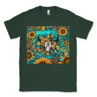 Sports Green bull skull sunflowers Classic Tee - RanaPortraitStore