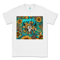 White bull skull sunflowers Classic Tee - RanaPortraitStore