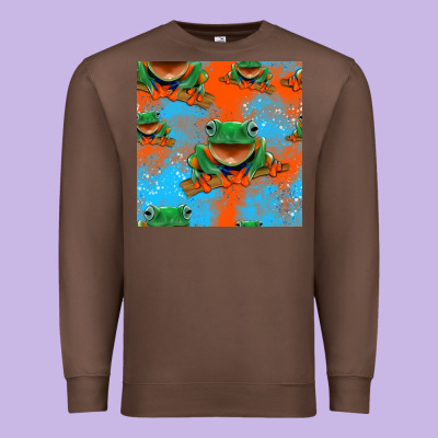 Funny Frogs Seamless Pattern Premium Sweatshirt Designed By Hra Design Shop