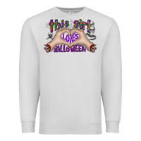 Dove Grey this girl loves halloween Premium Sweatshirt - CowhideDigitalArt