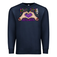 Navy this girl loves halloween Premium Sweatshirt - CowhideDigitalArt