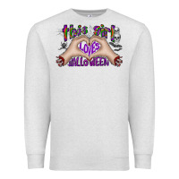 Oatmeal Heather this girl loves halloween Premium Sweatshirt - CowhideDigitalArt