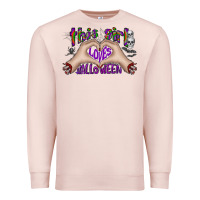 Pale Pink this girl loves halloween Premium Sweatshirt - CowhideDigitalArt
