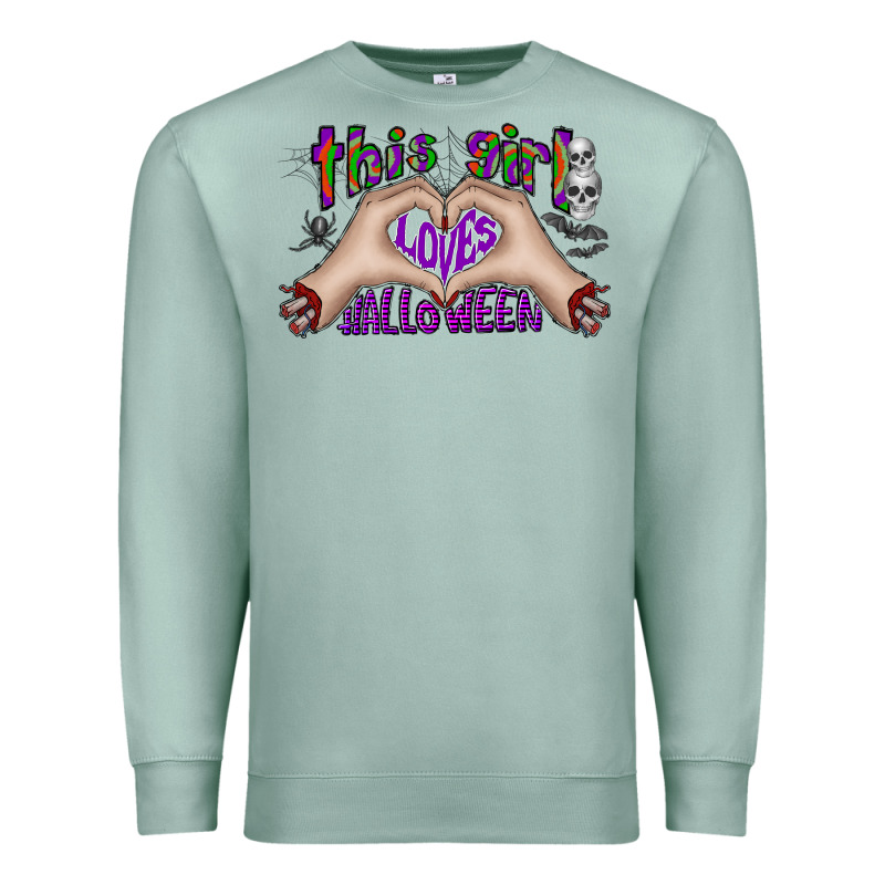 This Girl Loves Halloween Premium Sweatshirt by CowhideDigitalArt | Teevron