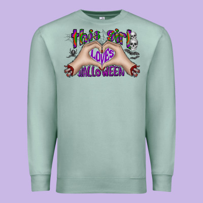 This Girl Loves Halloween Premium Sweatshirt Designed By Cowhidedigitalart