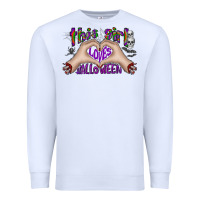 White this girl loves halloween Premium Sweatshirt - CowhideDigitalArt