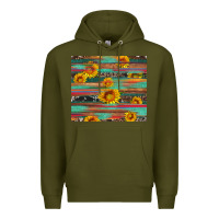 Army Green sunflower serape wood and cowhide Premium Hoodie - Artiststas