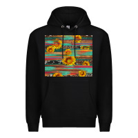 Black sunflower serape wood and cowhide Premium Hoodie - Artiststas