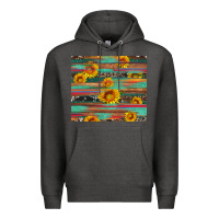 Charcoal Heather sunflower serape wood and cowhide Premium Hoodie - Artiststas