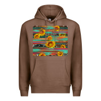 Chestnut sunflower serape wood and cowhide Premium Hoodie - Artiststas