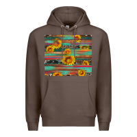 Coffee sunflower serape wood and cowhide Premium Hoodie - Artiststas