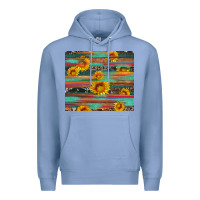 Colony Blue sunflower serape wood and cowhide Premium Hoodie - Artiststas