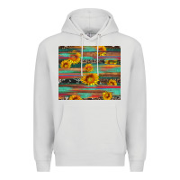 Dove Grey sunflower serape wood and cowhide Premium Hoodie - Artiststas