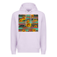 Lilac sunflower serape wood and cowhide Premium Hoodie - Artiststas
