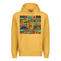 Mustard sunflower serape wood and cowhide Premium Hoodie - Artiststas