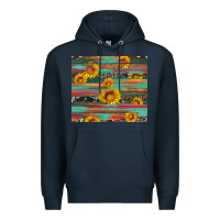 Navy sunflower serape wood and cowhide Premium Hoodie - Artiststas