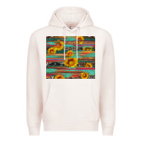 Pale Pink sunflower serape wood and cowhide Premium Hoodie - Artiststas